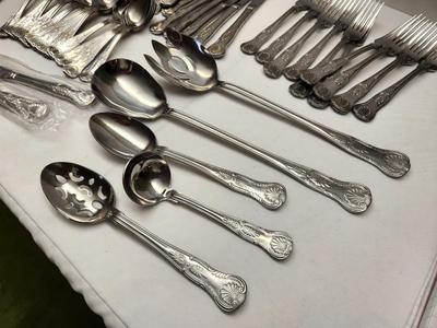 Lot #174 Large Lot of Reed and Barton Select Stainless Flatware - "Kings" pattern - 175th anniversary