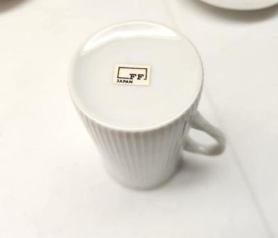 Lot #176 Set of 4 Vintage Fitz & Floyd Elongated Coffee cups w/saucers