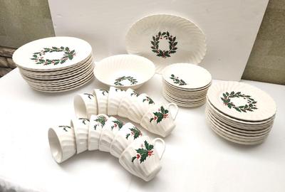 Lot #183 Unbranded Christmas Dinnerware Set - 50 pieces