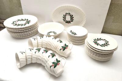 Lot #183 Unbranded Christmas Dinnerware Set - 50 pieces
