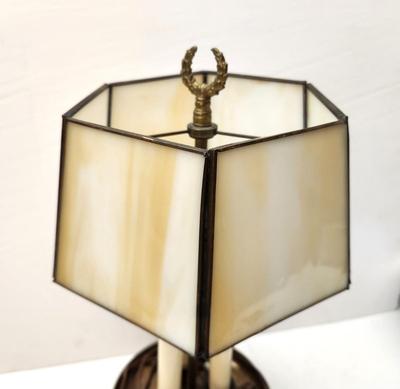 Lot #187 Table lamp with "slag glass" inserts
