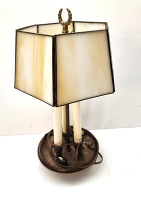 Lot #187 Table lamp with "slag glass" inserts