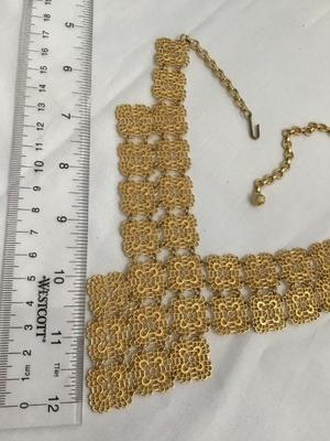 Beautiful Gold Tone Bib Necklace Statement