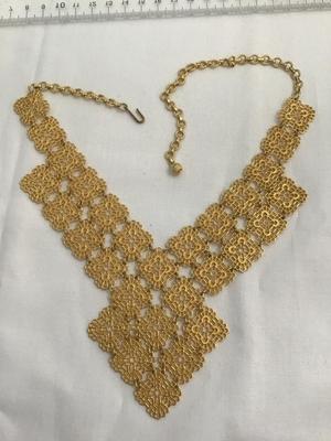 Beautiful Gold Tone Bib Necklace Statement