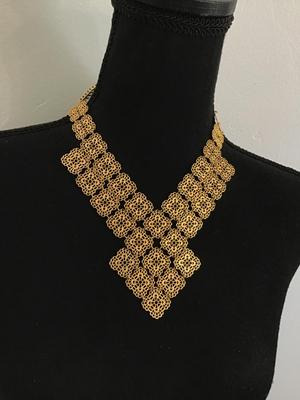 Beautiful Gold Tone Bib Necklace Statement