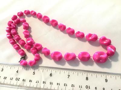Vintage Hot pink Nugget Bead Necklace