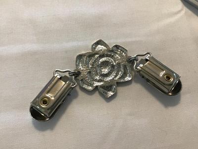 Silver Tone Flower Sweater Clip