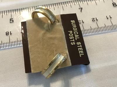 Vintage Hoop White Enamel Earrings on Card