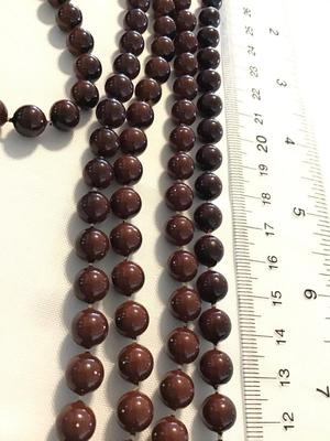 Brown Beaded Vintage Necklace 34in