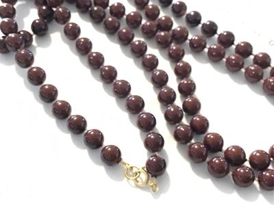 Brown Beaded Vintage Necklace 34in