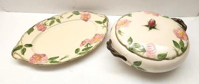 Lot #195 Lot of 2 Pieces Franciscan "Desert Rose" - platter/casserole