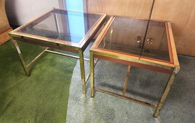 Lot #199 Lot of 2 Vintage Glass/Metal Side/Lamp Tables