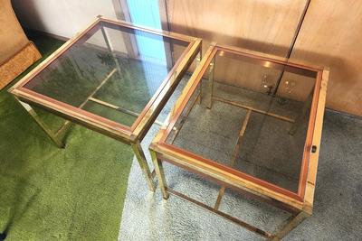 Lot #199 Lot of 2 Vintage Glass/Metal Side/Lamp Tables