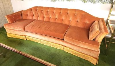 Lot #203 MCM Burnt Orange Velveteen Sofa