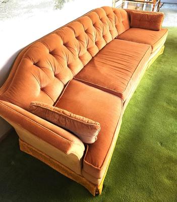 Lot #203 MCM Burnt Orange Velveteen Sofa