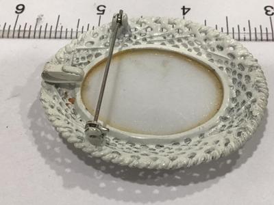 White With yellow Baby Rose with large Painted Floral Scence on Ceramic/porcelin.