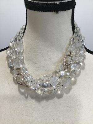 Spilada 925 Chunky Glass and Pearl Statement