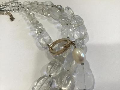 Spilada 925 Chunky Glass and Pearl Statement