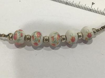 Porcelain Rose Type Liquid Silver Necklace