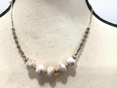 Porcelain Rose Type Liquid Silver Necklace