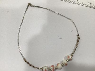 Porcelain Rose Type Liquid Silver Necklace