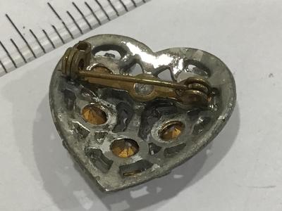 Vintage Rhinestone Heart Brooch