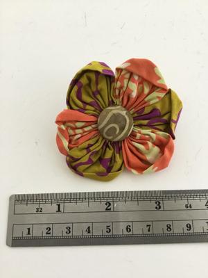 Colorful flower fabric type pin vintage