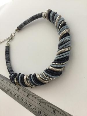 Blue navy blue dark blue collar bib like necklace