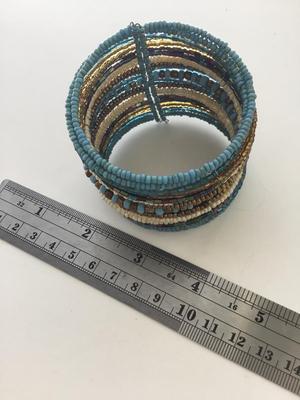Blue multicolor wire cuff bracelet