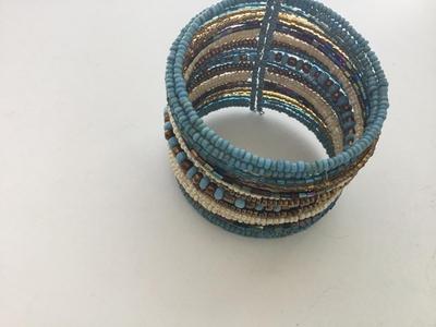 Blue multicolor wire cuff bracelet