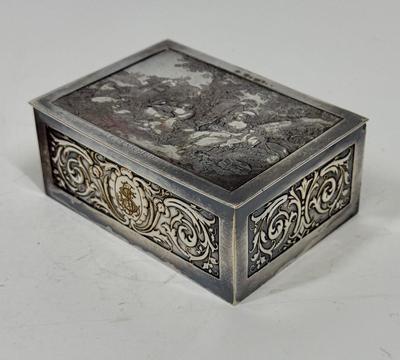 Antique Casket Box Lidded Trinket Box Le Denicheur With Engraving - Silver Plated