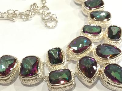 925 Silver Marked Rivoli Crystal Statement Necklace