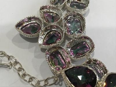 925 Silver Marked Rivoli Crystal Statement Necklace