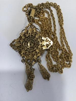 Vintage Statement Necklace Gold Tone