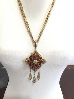Vintage Statement Necklace Gold Tone