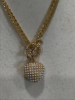 TOOGLE Faux Pearl Gold Tone Heart