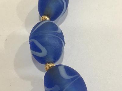 Satin Blue Art Glass Style Glass Beads