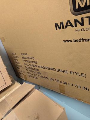 New In The Box HB45-RO Full/Queen Rake Style Headboard in Golden Oak Finish Box 8