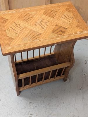 Wooden Side Table Magazine Rack