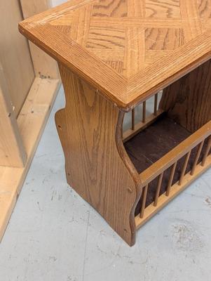 Wooden Side Table Magazine Rack