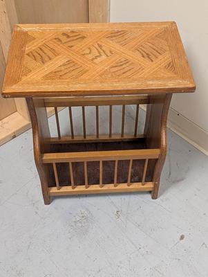 Wooden Side Table Magazine Rack