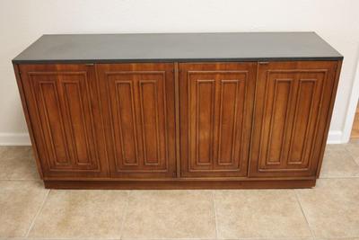 Mid Century Broyhill Sculptra Walnut And Slate Buffet Chest