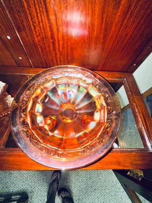 BEAUTIFUL AMBER COLORED CARNIVAL GLASS