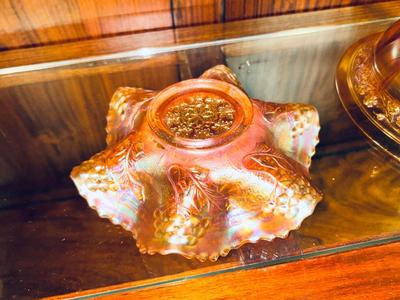 BEAUTIFUL AMBER COLORED CARNIVAL GLASS