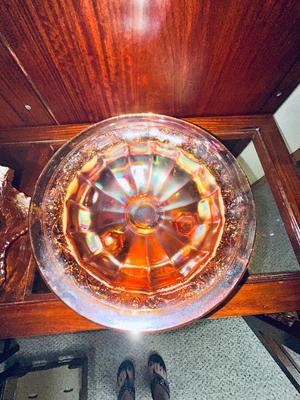 BEAUTIFUL AMBER COLORED CARNIVAL GLASS