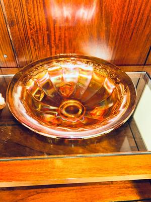 BEAUTIFUL AMBER COLORED CARNIVAL GLASS