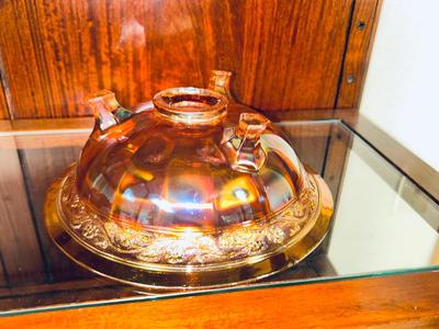 BEAUTIFUL AMBER COLORED CARNIVAL GLASS