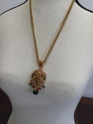 Ethnic style gold tone beaded necklace
