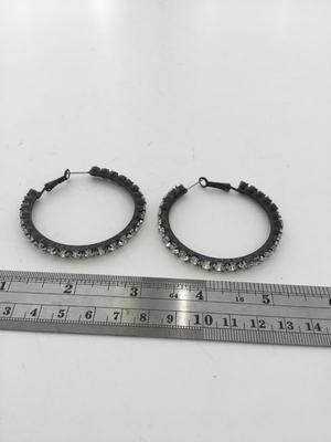 Black rhinestone hoop earrings