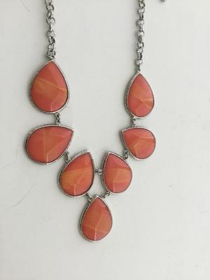Silver tone orange statement necklace